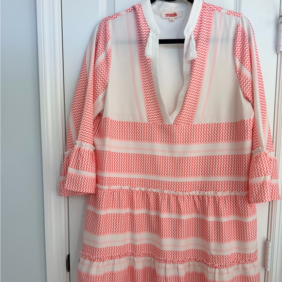 Mazik Dresses & Skirts - Mazik Orange & White Patterned Dress